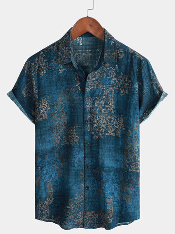 Herren Kurzärmliges Sommerhemd Blau