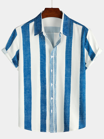 Vintage Blau Gestreiftes Casual Hemd