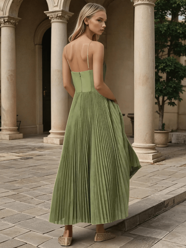Bustier-Plissiertes Tüll-Midikleid im Fit-&-Flare-Stil
