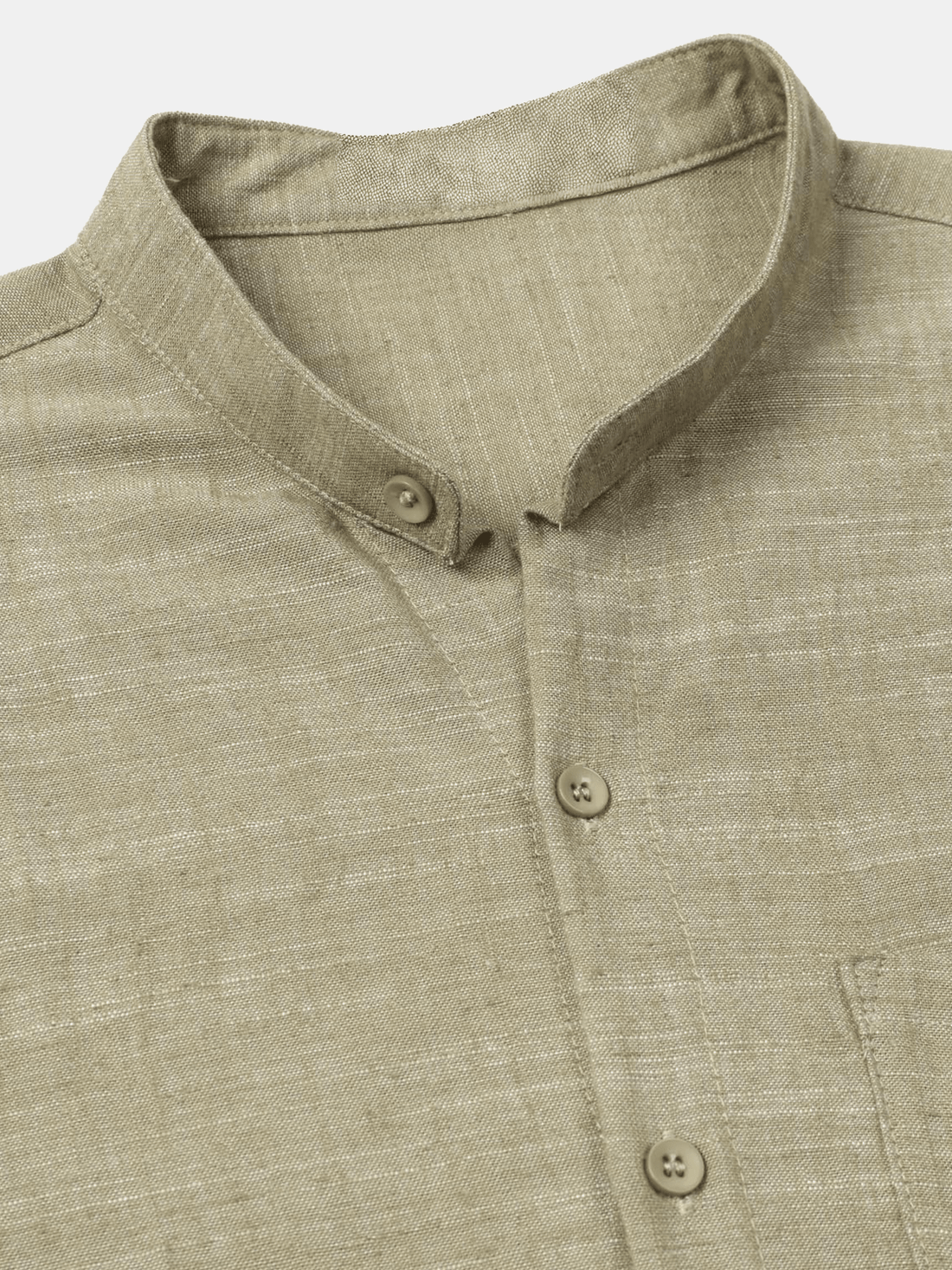 Herrenhemd aus Baumwolle und Leinen mit Henley-Kragen