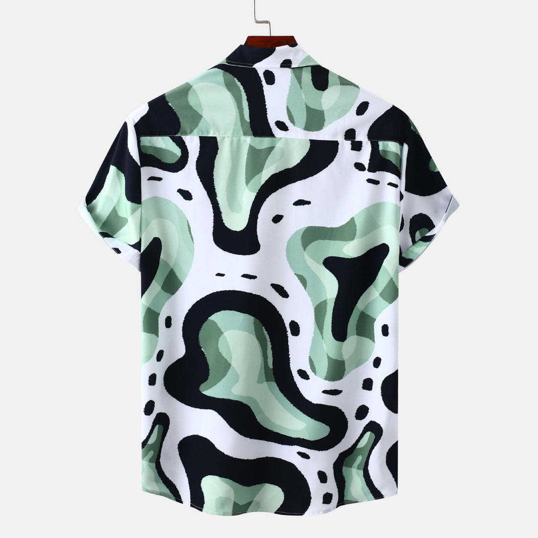 Kurzärmeliges Herrenhemd mit weißem und grünem Aufdruck