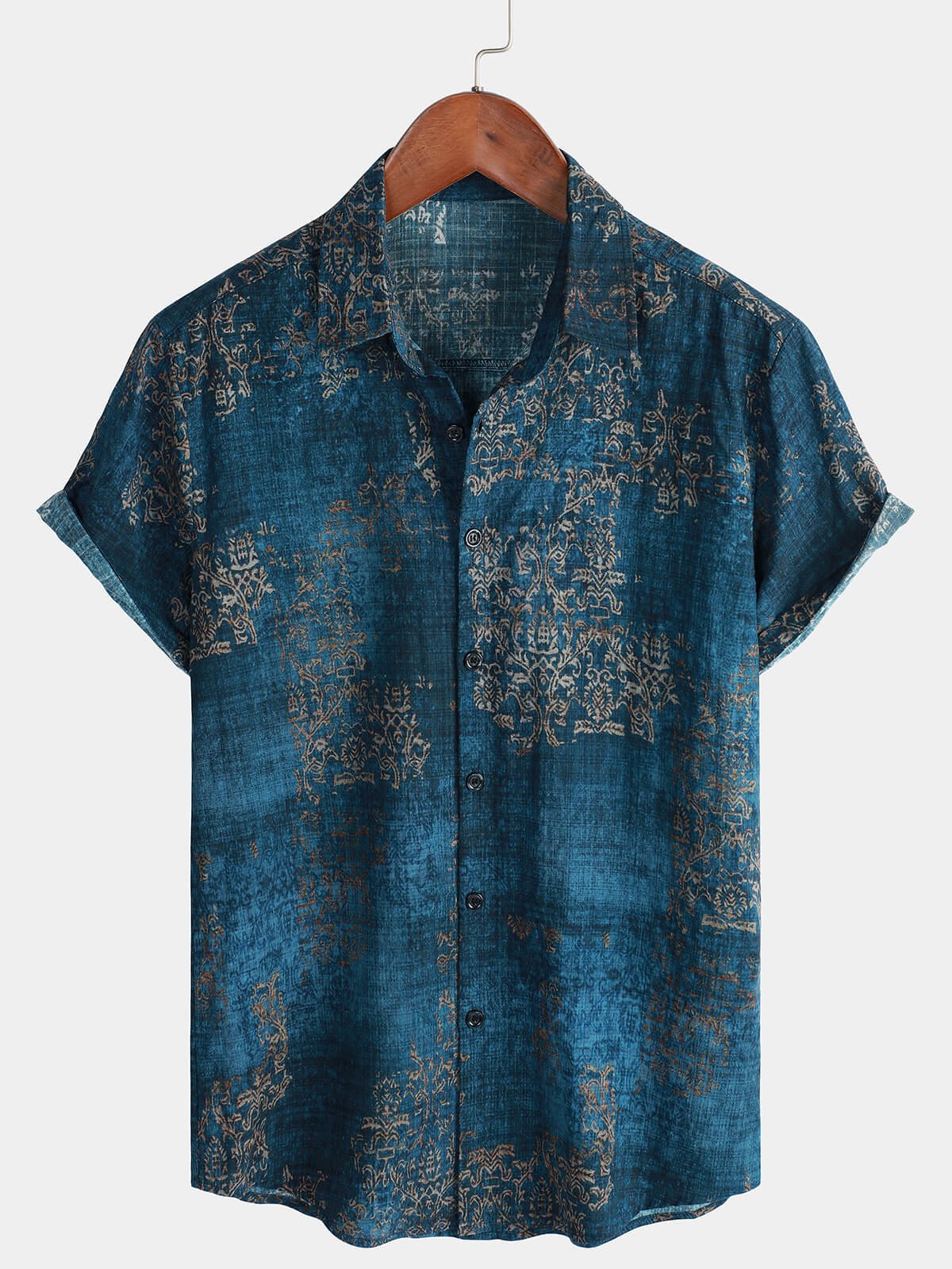 Herren Kurzärmliges Sommerhemd Blau
