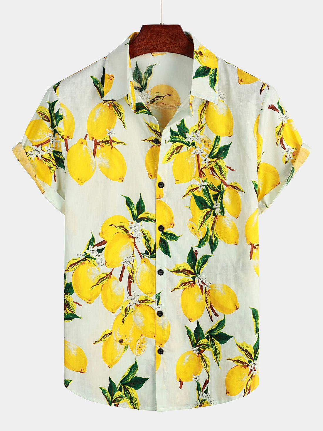 Herren Hawaii-Kurzarmhemd mit Zitronenmuster