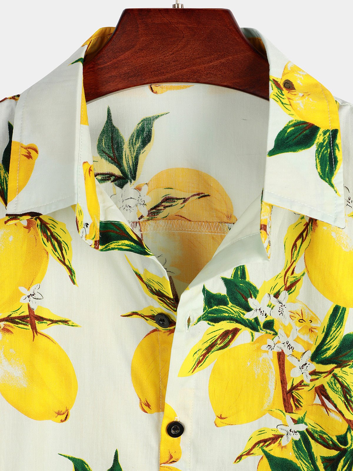Herren Hawaii-Kurzarmhemd mit Zitronenmuster