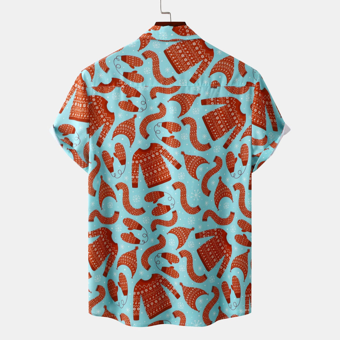 Kurzärmeliges Herrenhemd mit poolblauem Aufdruck